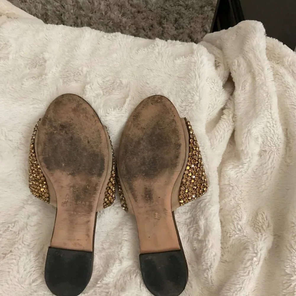 Rochas Crystal Embellished Flat Mule Slides Size 38/7.5 us - Picture 3 of 3